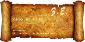 Zabolai Eliz névjegykártya